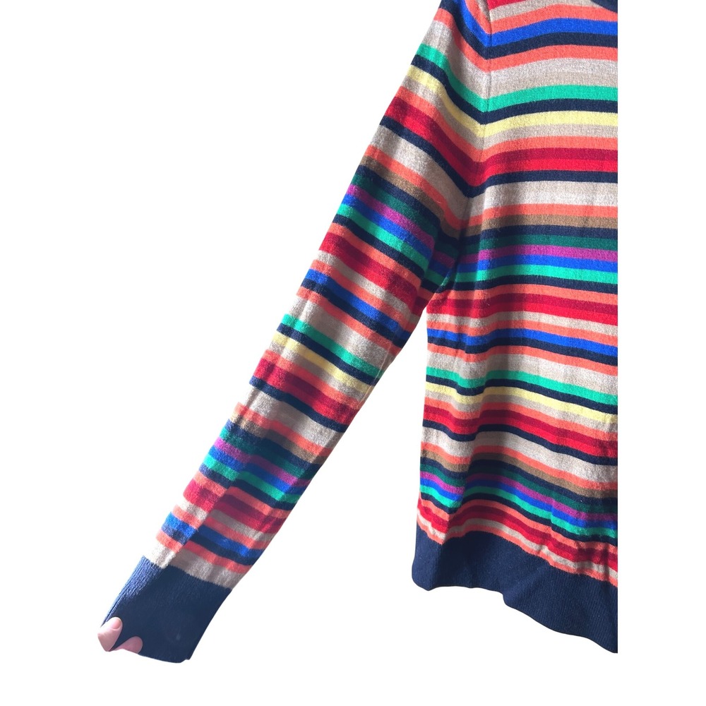 Talbots Rainbow Stripe Crewneck Sweater Lambs Wool Blend Women's Long Sleeve L - Picture 4 of 7